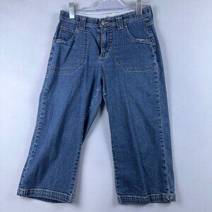 Lee Capri Wide Leg Jeans Womens Size 10M Comfort Waistband Medium Wash Blue
